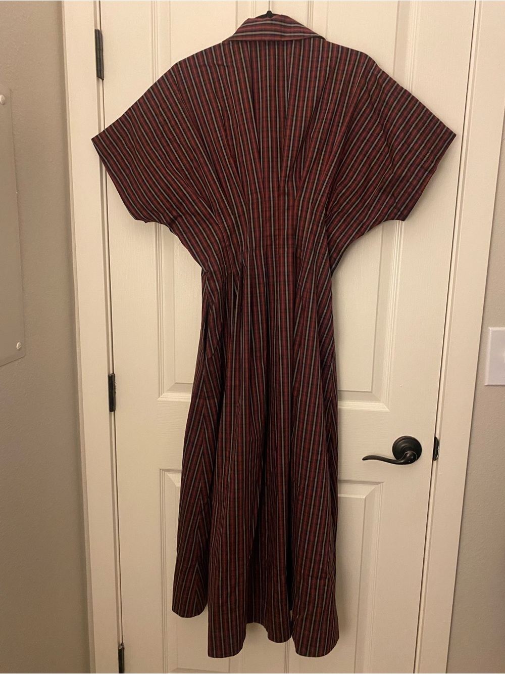 Exquise Midi Burgundy plaid dress - Picture 5 of 5